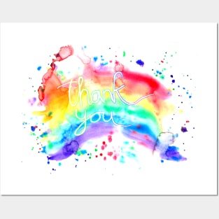 Thank You - Rainbow - Watercolour Posters and Art